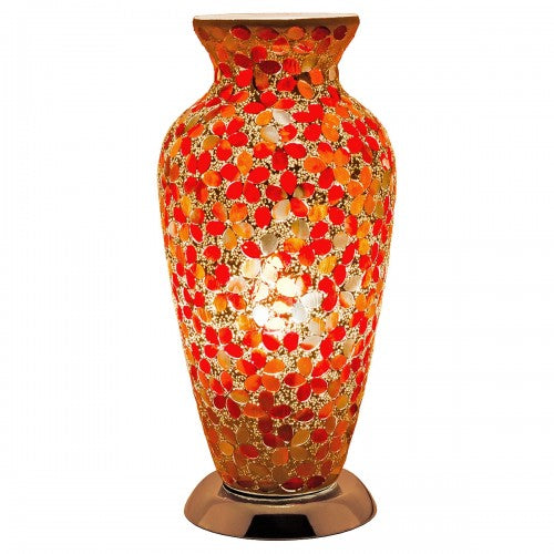 Mosaic Glass Vase Lamp - Red Flower (1459MOSLM73R)