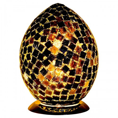 Mini Mosaic Glass Egg Lamp - Black Tile (1459MOSLM77BT)