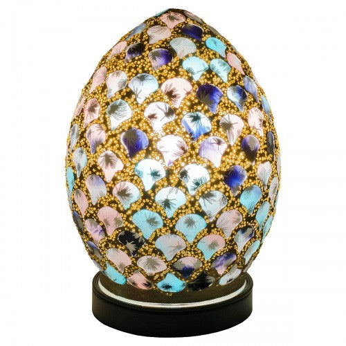 Mini Mosaic Glass Egg Lamp - Blue & Pink Tile (1459MOSLM77BP)