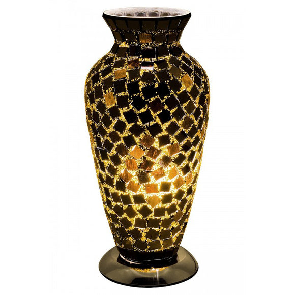 Mosaic Glass Vase Lamp - Black Tile (1459MOSLM79BT)