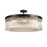 10 Light Ceiling Pendant - Brown Oxide with Clear Glass Pieces and Crystal Buttons (1230LON103A)