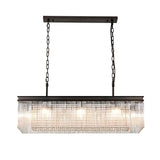 11 Light Rectangular Pendant - Brown Oxide with Clear Glass Pieces and Crystal Buttons (1230LON104A)