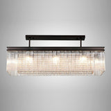 11 Light Rectangular Pendant - Brown Oxide with Clear Glass Pieces and Crystal Buttons (1230LON104A)