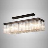 11 Light Rectangular Pendant - Brown Oxide with Clear Glass Pieces and Crystal Buttons (1230LON104A)