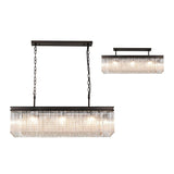 11 Light Rectangular Pendant - Brown Oxide with Clear Glass Pieces and Crystal Buttons (1230LON104A)