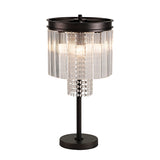 6 Light Table Lamp - Brown Oxide with Clear Glass Pieces and Crystal Buttons (1230LON105B)