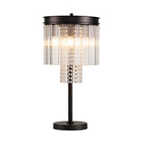 6 Light Table Lamp - Brown Oxide with Clear Glass Pieces and Crystal Buttons (1230LON105B)