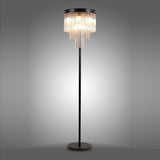 9 Light Floor Lamp - Brown Oxide with Clear Glass Pieces and Crystal Buttons (1230LON105C)