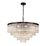 27 Light Round Ceiling Pendant - Brown Oxide with Clear Glass Pieces and Crystal Buttons (1230LON166A)