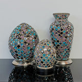 Mosaic Glass Egg Lamp - Blue & Pink Tile (1459MOSLM74BP)