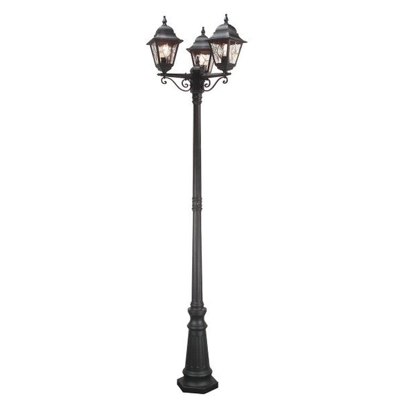 Traditional outdoor 3 light tall post - 2.3m height - Black (0178NORNR8)