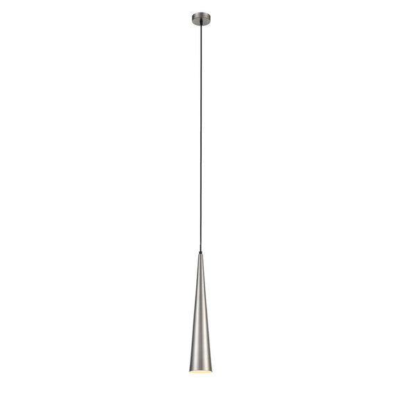 Long Metal Pendant - In Satin Nickel on a Black Cable Suspension (0194KONPCH240)