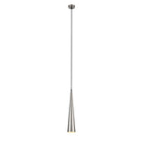 Long Metal Pendant - In Satin Nickel on a Black Cable Suspension (0194KONPCH240)