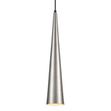 Long Metal Pendant - In Satin Nickel on a Black Cable Suspension (0194KONPCH240)