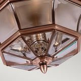 3 Light Exterior / Bathroom IP44 Ceiling Flush Lantern Antique Copper (0178NEWFAC)