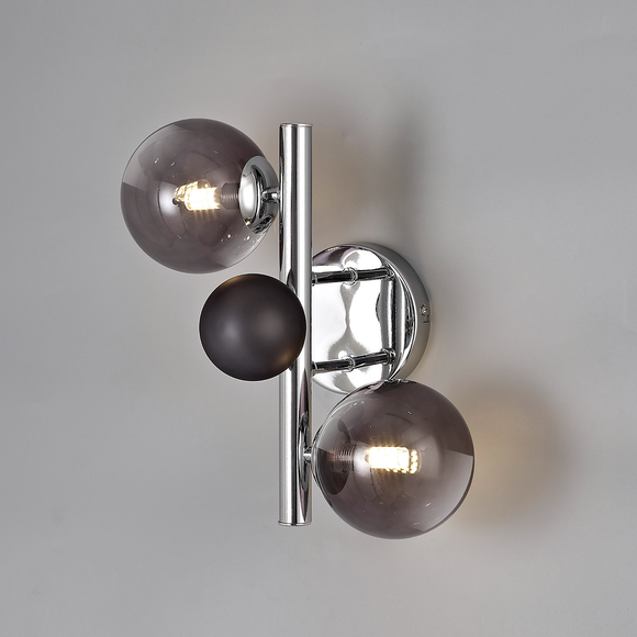 Wall Lamp, 2 x G9, Polished Chrome/Smoked Glass (1230REG2LT39C)