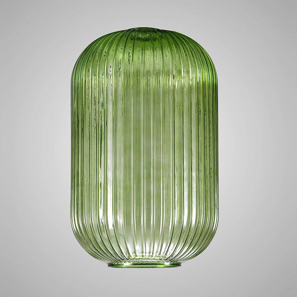 Satin Gold Table Lamp with 20cm Tubular Ribbed Glass, Green (1230RUBY ...