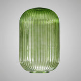 Satin Gold Table Lamp with 20cm Tubular Ribbed Glass, Green (1230RUBY)