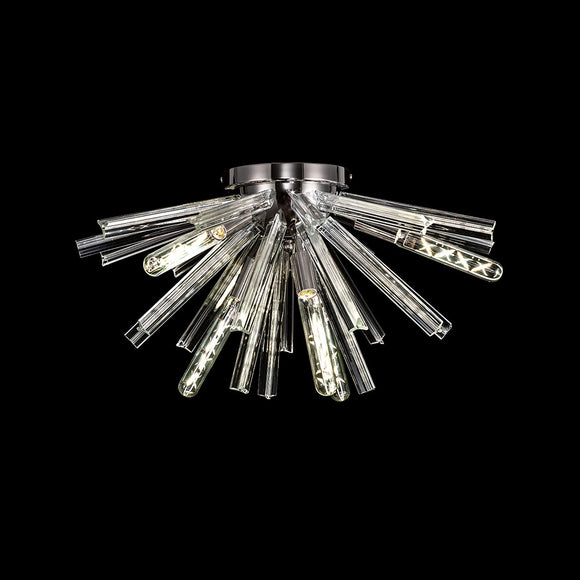 6 Light Semi Flush Light in Polished Nickel with Clear Glass (1230THU4A)