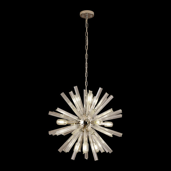 10 Light Round Pendant in Polished Nickel with Clear Glass (1230THU6E)