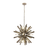 10 Light Round Pendant in Polished Nickel with Smoked Glass (1230THU6D)