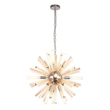 10 Light Round Pendant in Polished Nickel with Champagne Gold Glass (1230THU6C)