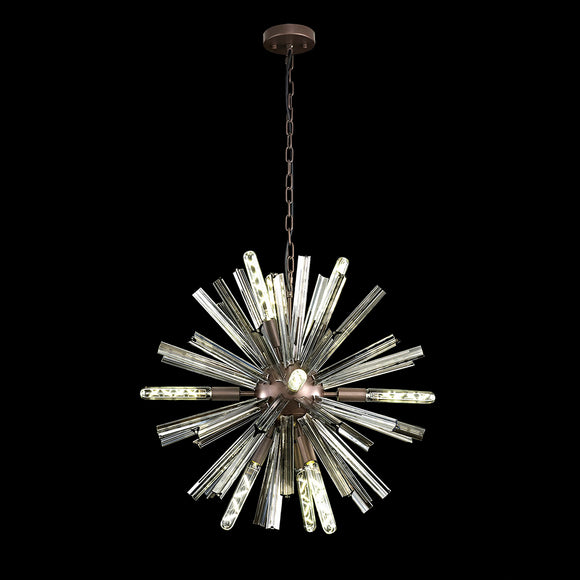 10 Light Round Pendant in Brown Oxide with Smoked Glass (1230THU6F)