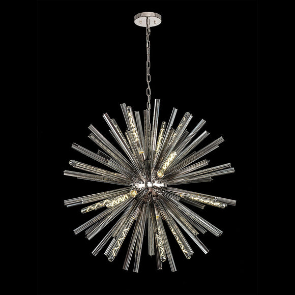 16 Light Round Pendant in Polished Nickel with Smoked Glass (1230THU7B)