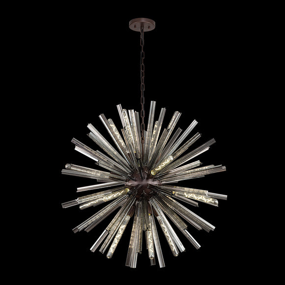 16 Light Round Pendant in Brown Oxide with Smoked Glass (1230THU7F)