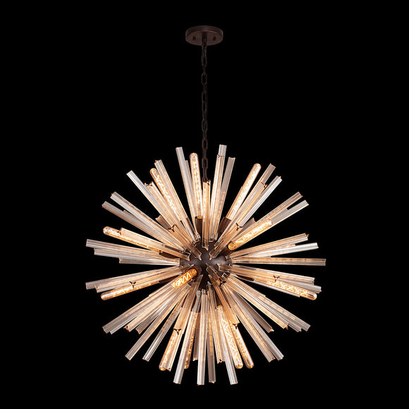 16 Light Round Pendant in Brown Oxide with Champagne Gold Glass (1230THU7A)