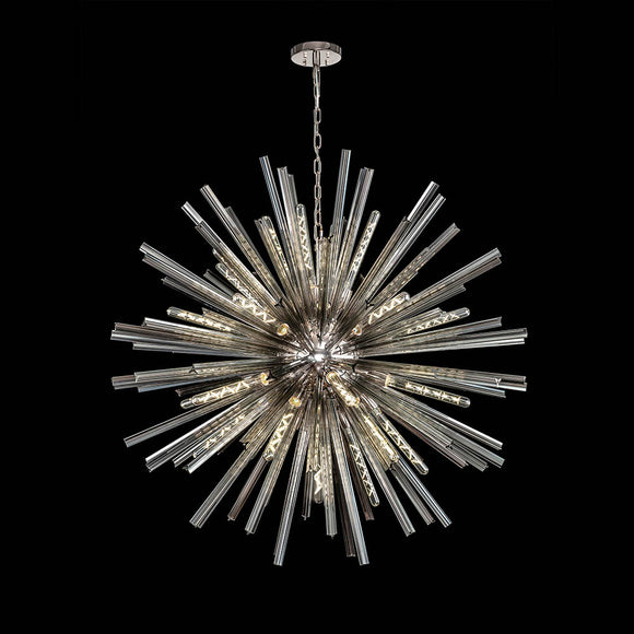 32 Light Round Pendant in Polished Nickel with Smoked Glass (1230THU8A)