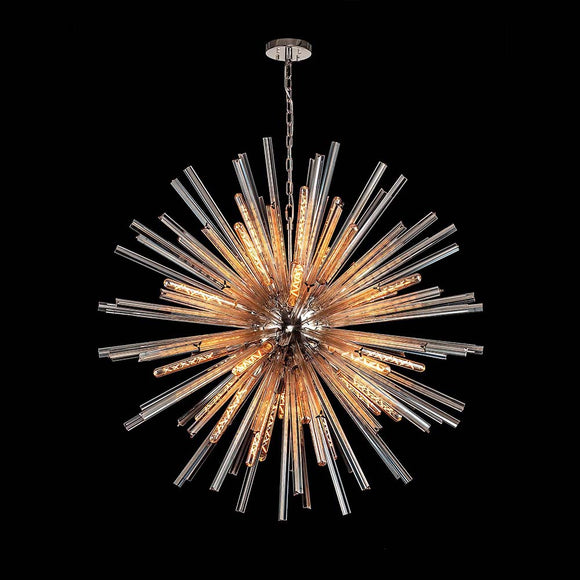 32 Light Round Pendant in Polished Nickel with Champagne Glass (1230THU9B)