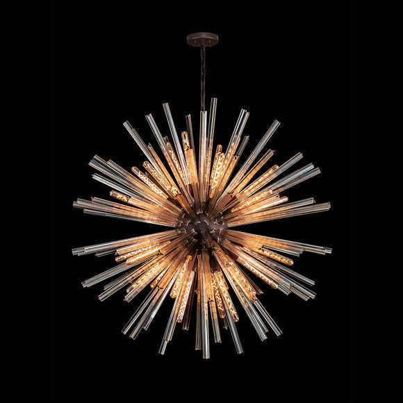 32 Light Round Pendant in Brown Oxide with Champagne Glass (1230THU9A)