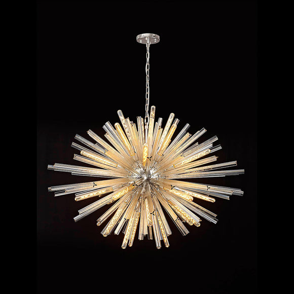 32 Light Oval Pendant in Polished Nickel with Champagne Glass (1230THU10C)