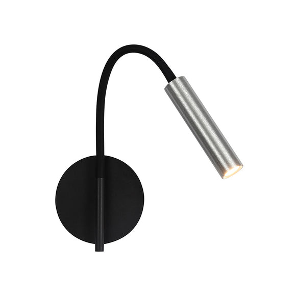 1 Light Flexible Wall Lamp, Black and Aluminium Finish (1230TUB17A)