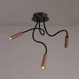 3 Light Flexible Ceiling Pendant, Black and Satin Copper Finish (1230TUB19C)