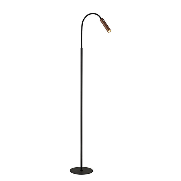 1 Light Flexible Floor Lamp, Black and Satin Copper Finish (1230TUB19B)
