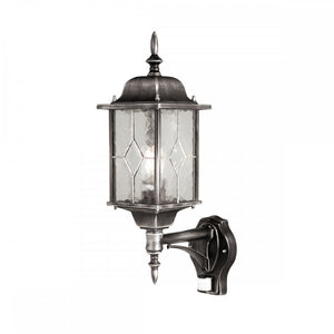 Traditional Security PIR outdoor upward lantern  - Black and Silver (0178WEXWX1PIR)