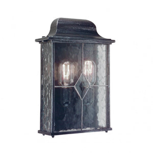 2 light Traditional outdoor half lantern  - Black and Silver (0178WEXWX7)